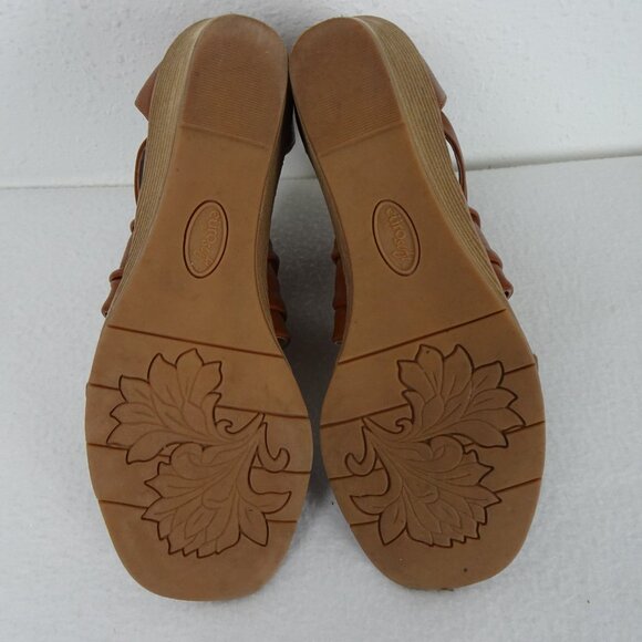 Euro Soft by Sofft Wedge Sandals Women's Size 9M Brown Zip Back Strappy Comfort - Picture 12 of 14